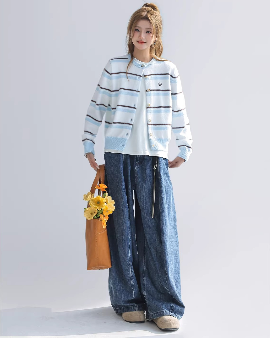 French Chic Striped Button-Up