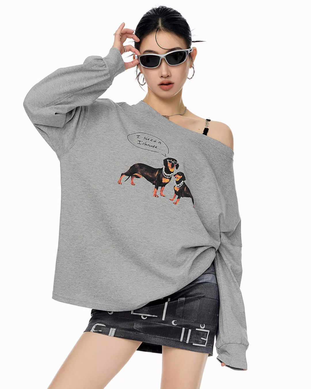 Dachshund Print Long Sleeve Tee