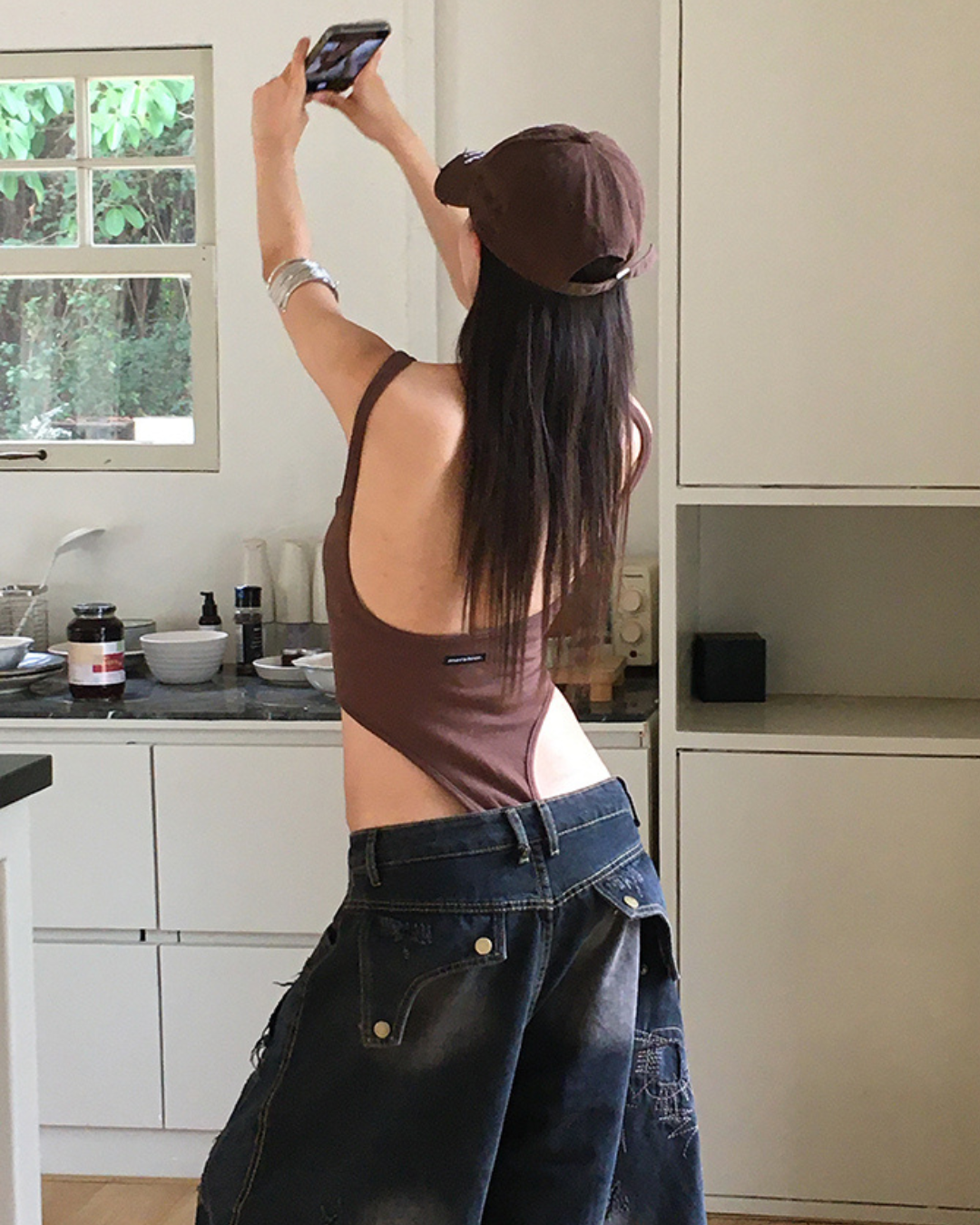 Distressed Look Black Baggy Jeans