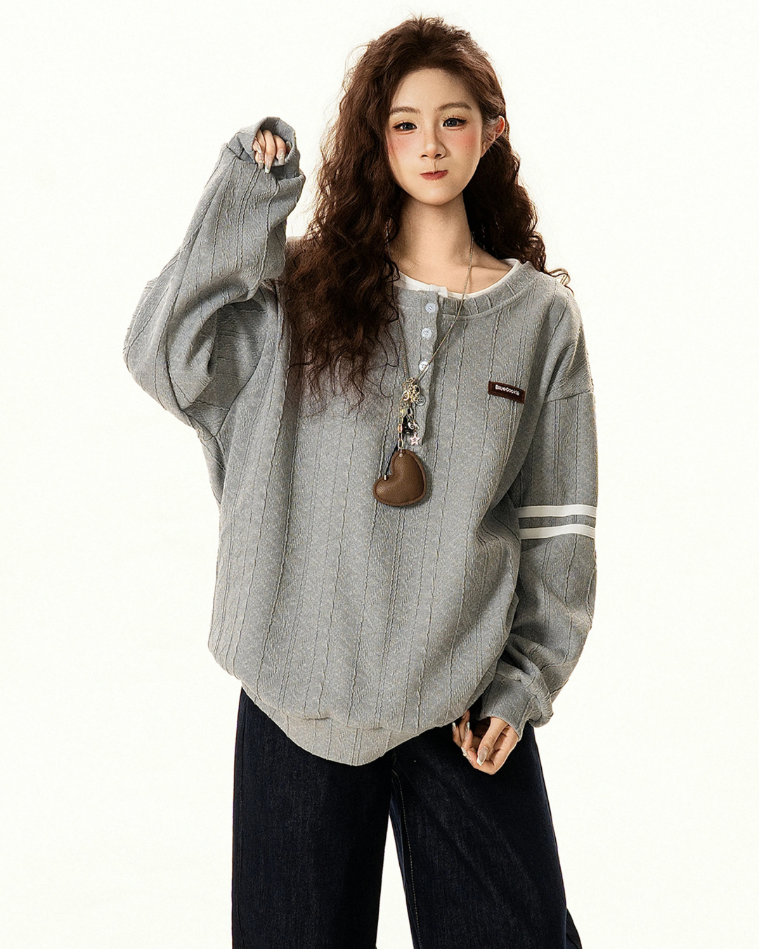 Cable Layered Sweatshirt