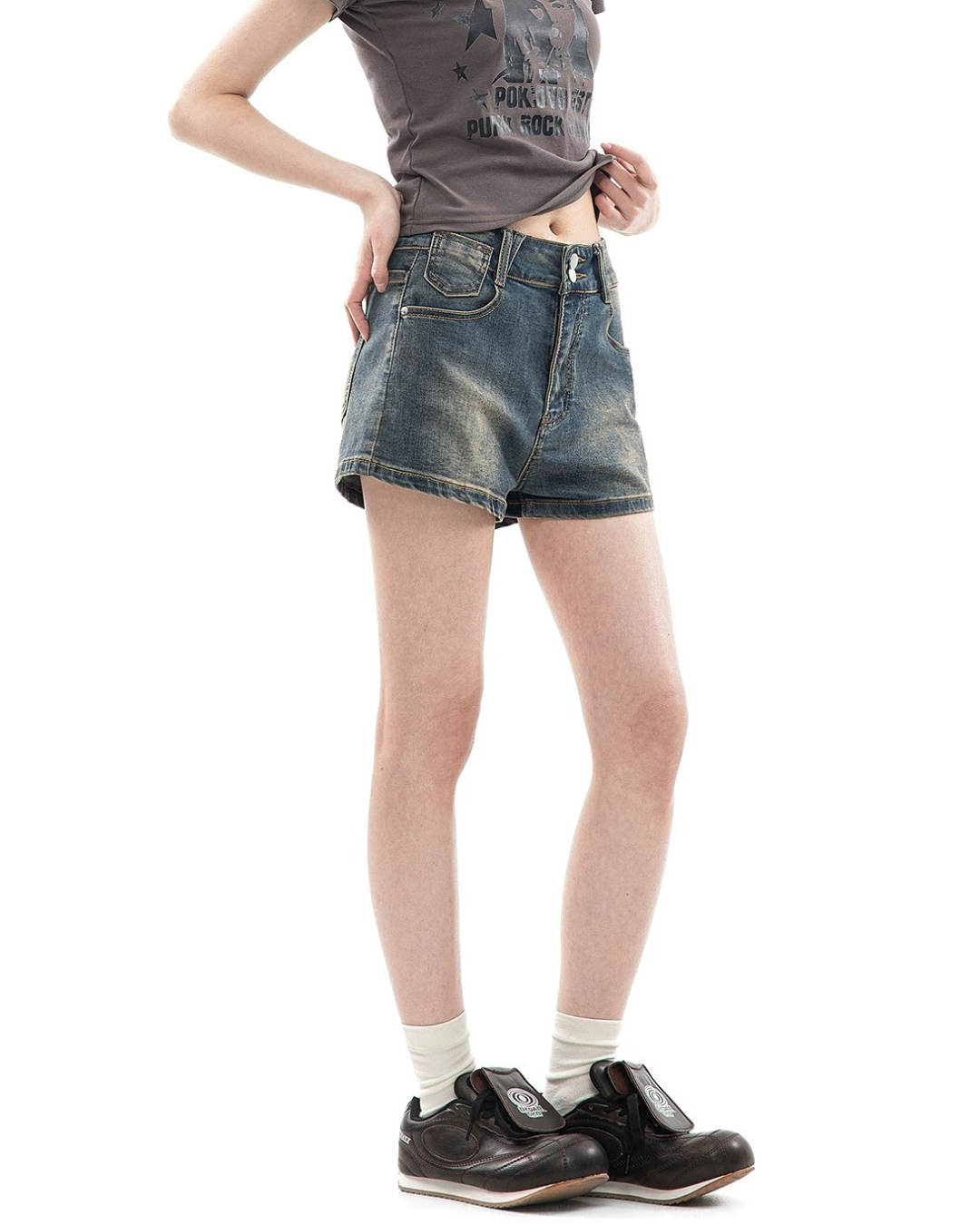 Retro Fade Low Rise Denim Shorts
