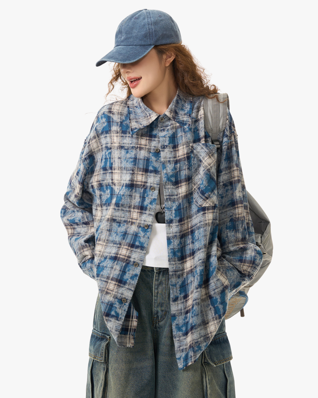 Bleached Plaid Flannel Shirt