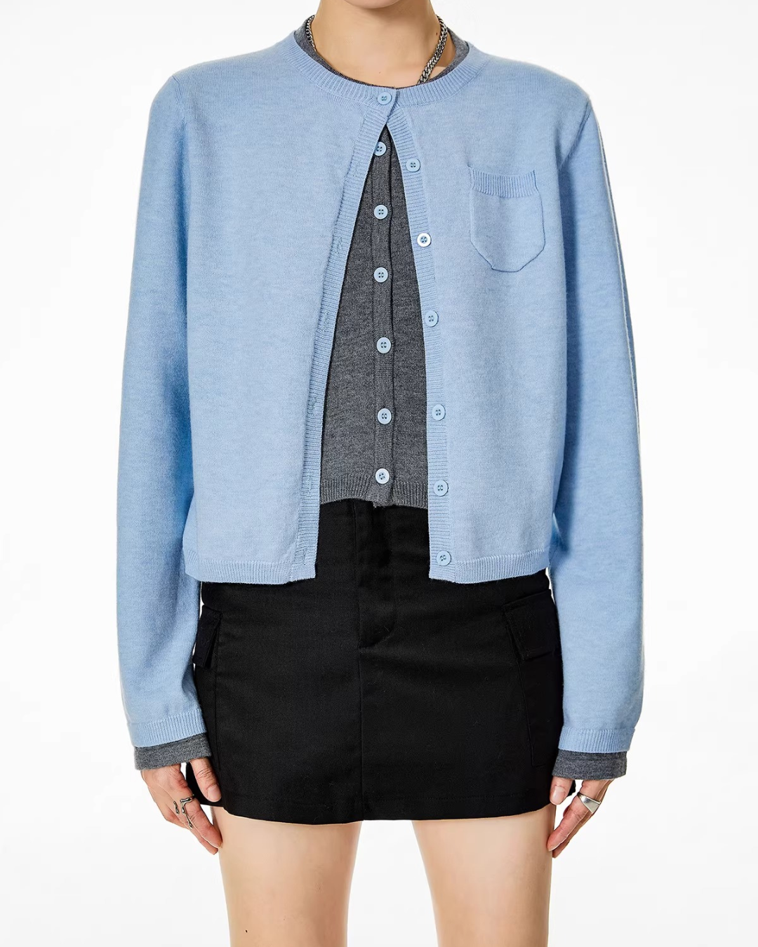 Double Layered Short Knit Cardigan