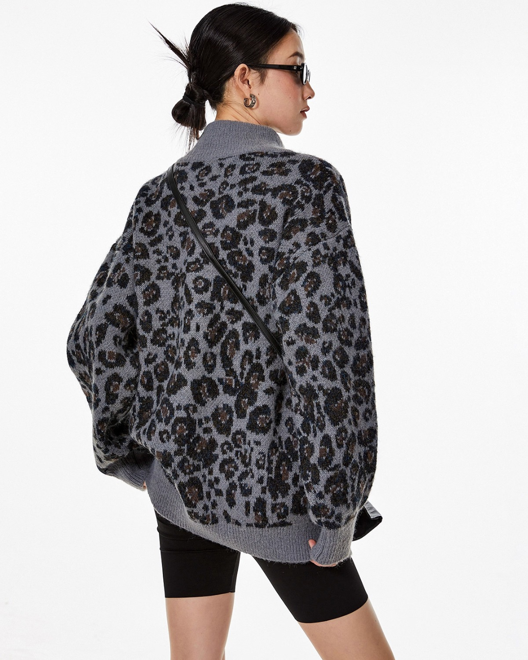 Leopardish Knit Zip Jacket
