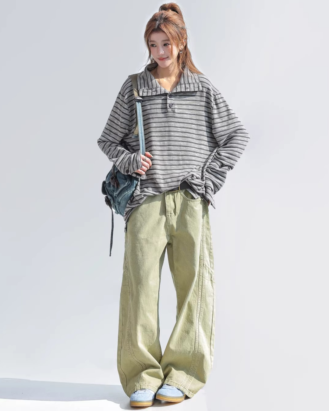 Vintage Striped Mock Neck