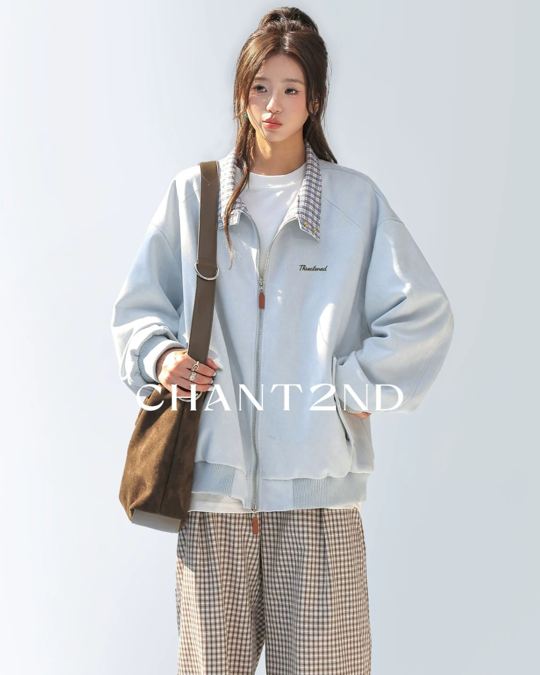 Tone Contrast Collar Track Jacket
