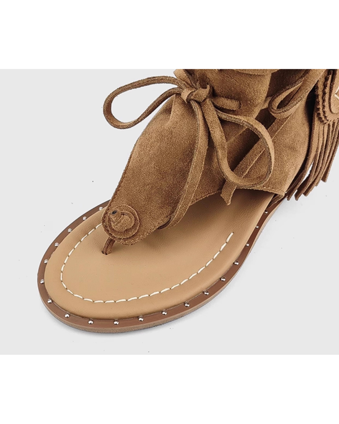 Thong Fringe Suede Boots