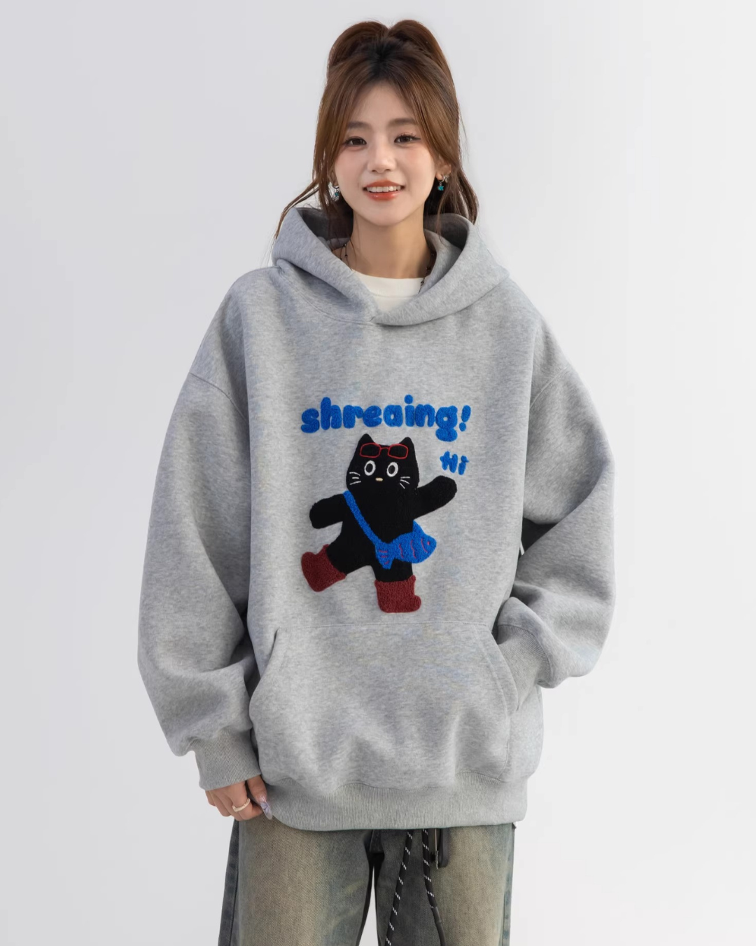 Shreing Cat Graphic Hoodie