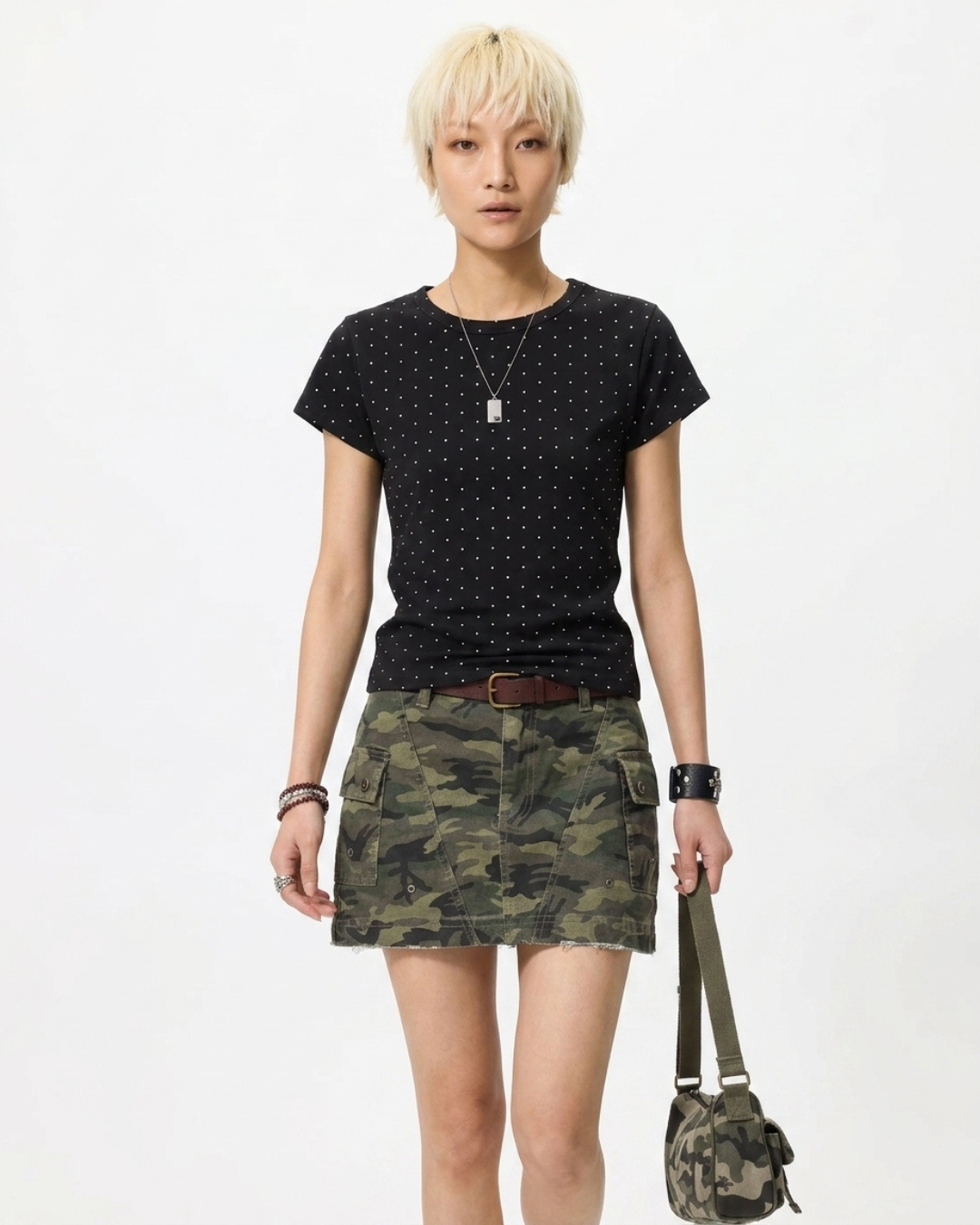 Polka Dot Fitted Short Sleeve Tee