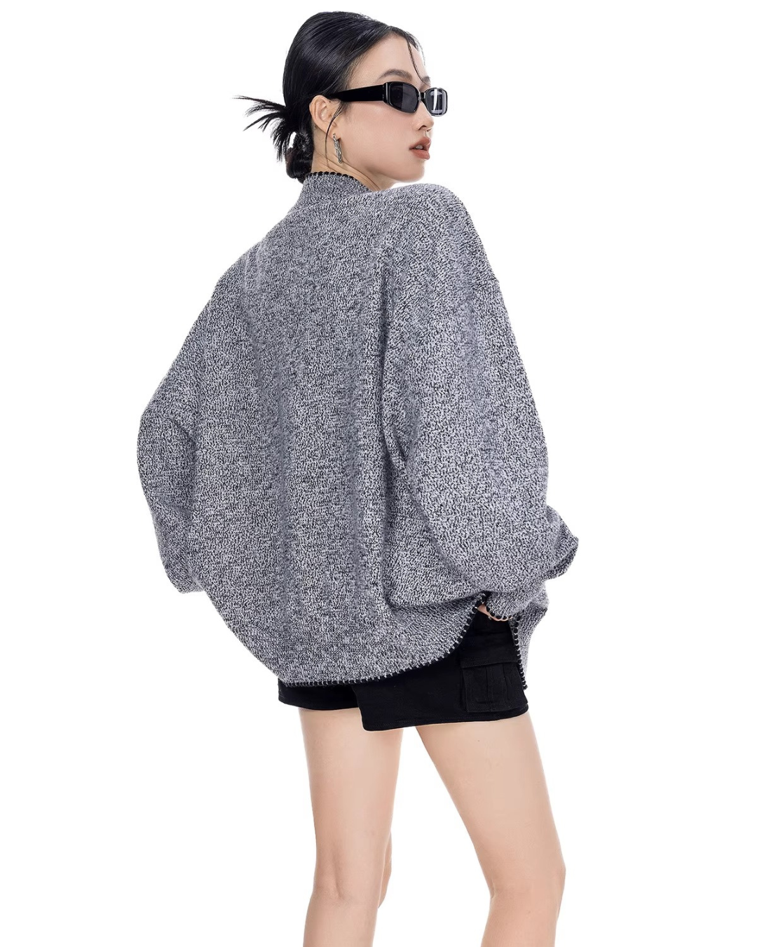 Contrast Stitch Knit Cardigan