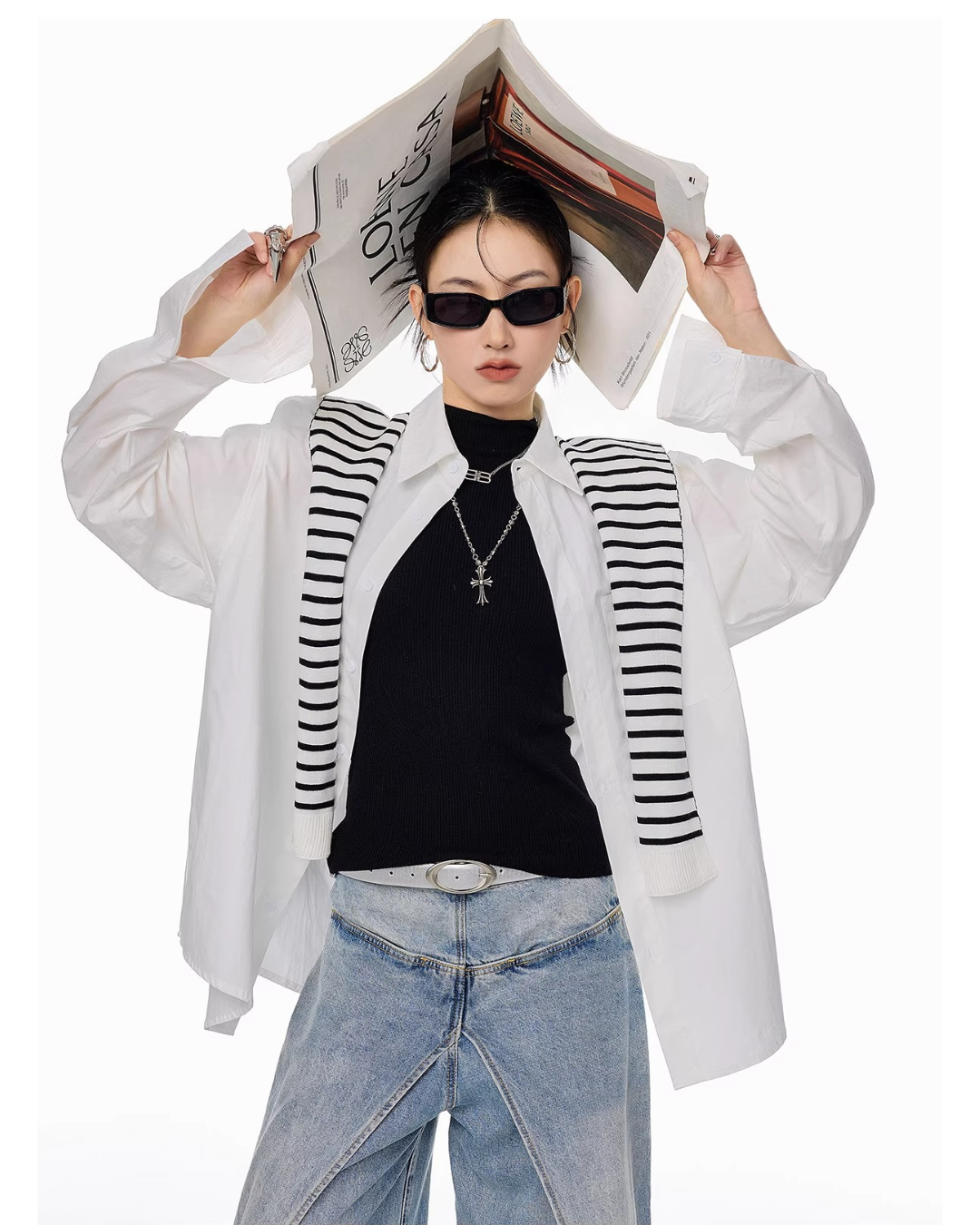 Scarf Set Oversized Shirt