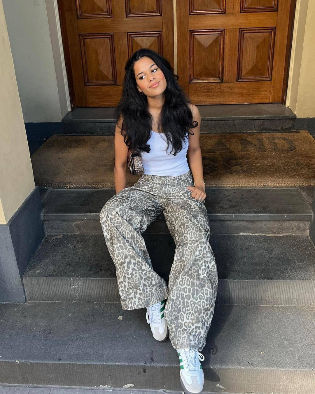 Wide-Fit Leopard Jeans