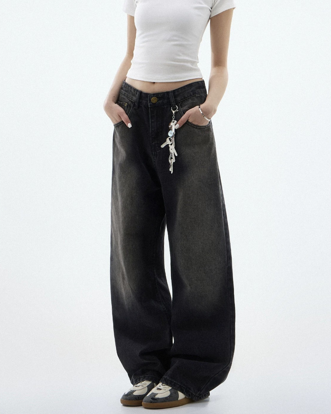 Washed Tone Maxi Wide Jeans