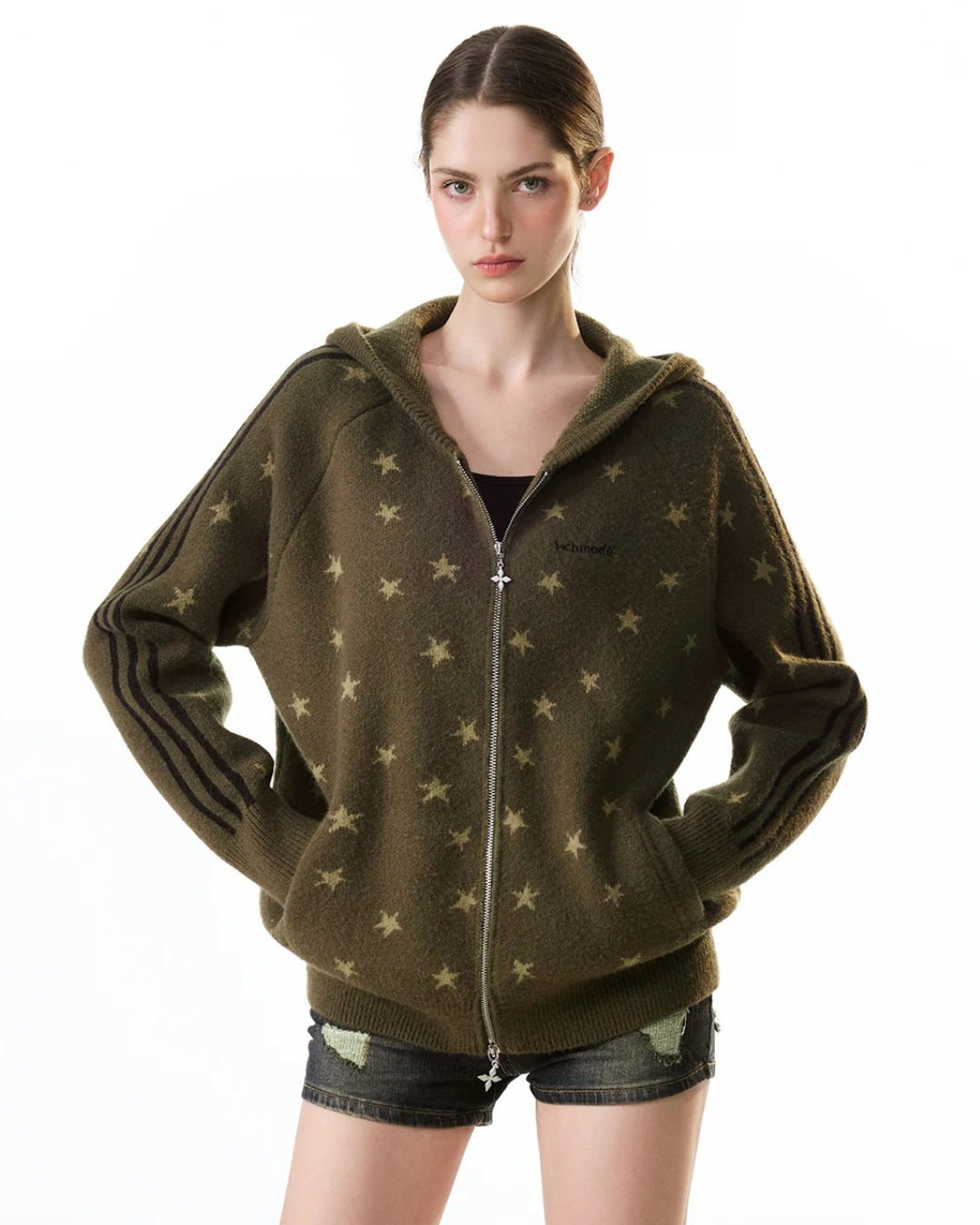 Star Jacquard Zip-Up Hoodie