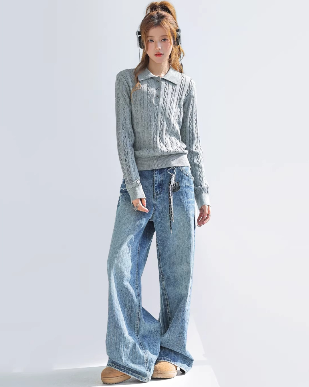 Soft Cable Collared Knit