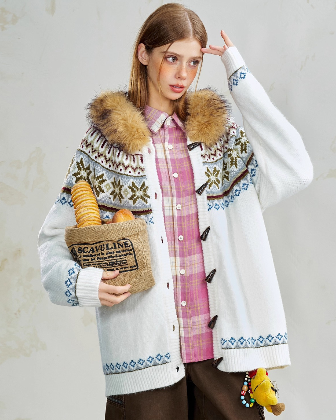 Nordic Fur Knit Cardigan