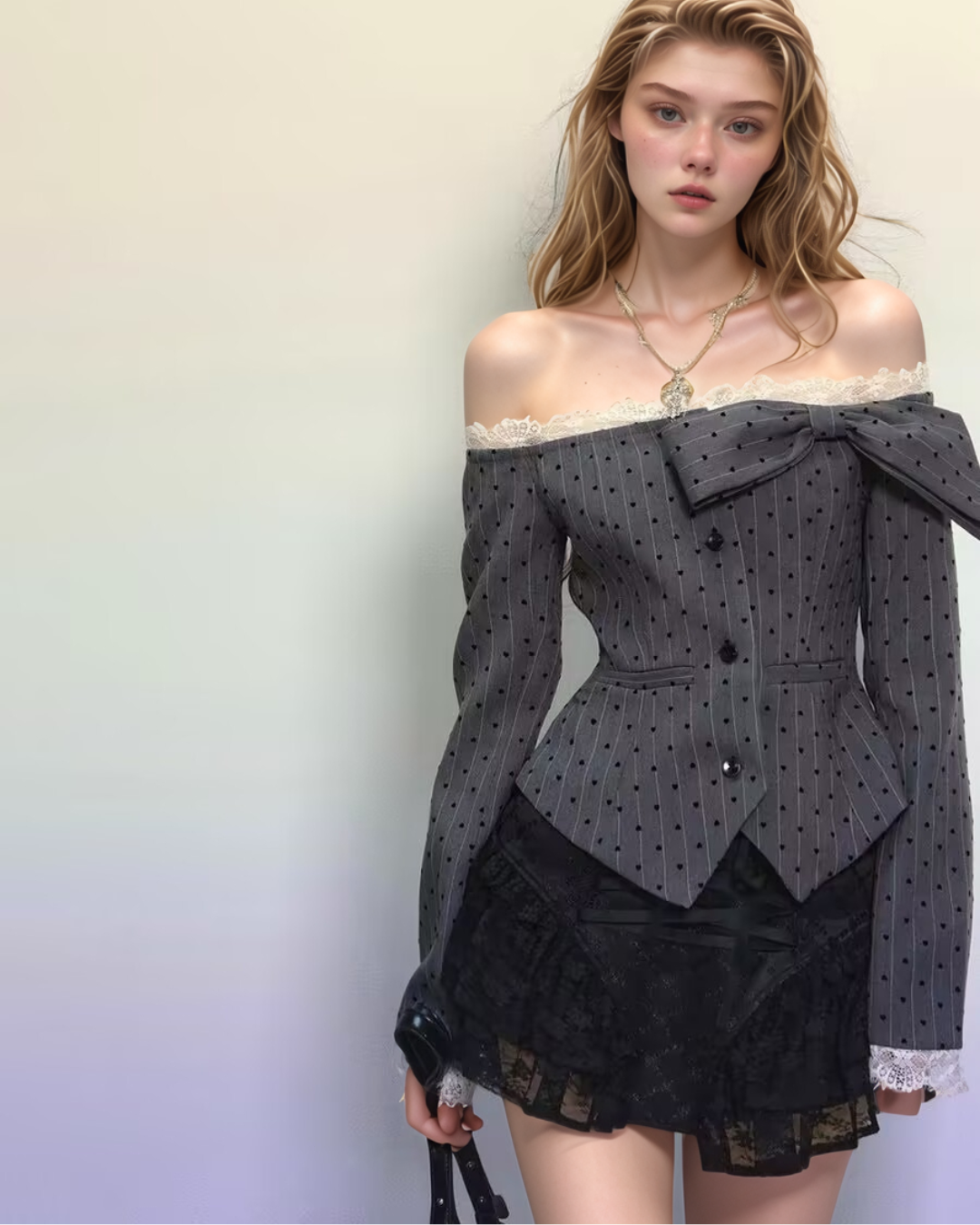 Off-shoulder Lace Jacket Top