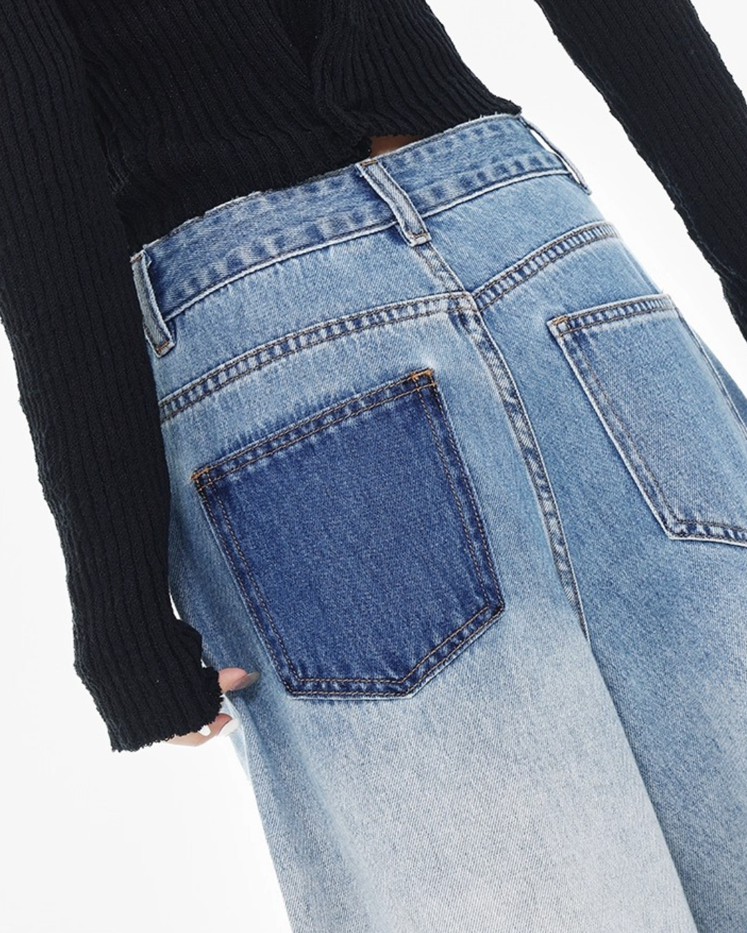 Distressed Fade Wide Jeans