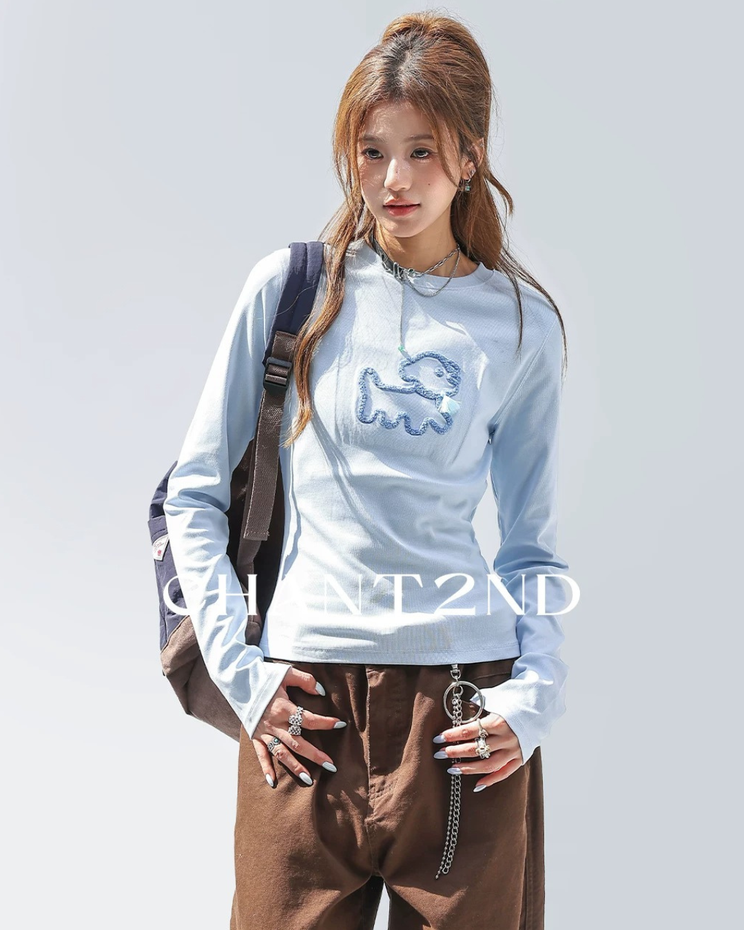 Line Art Dog Applique Knit Tee