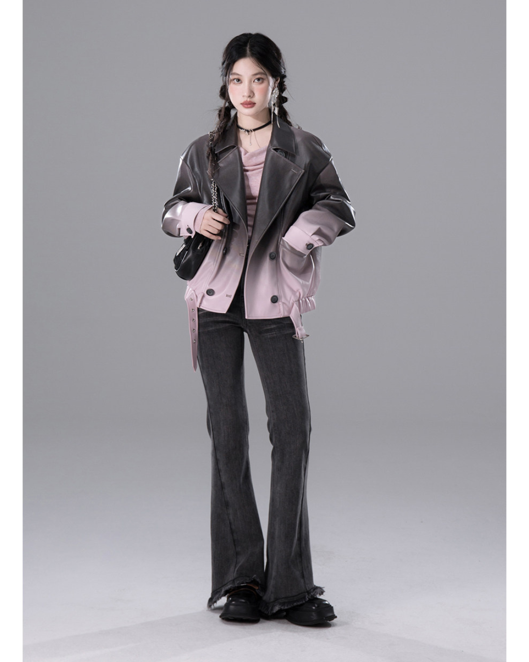 Gradient Vegan Leather Light Jacket