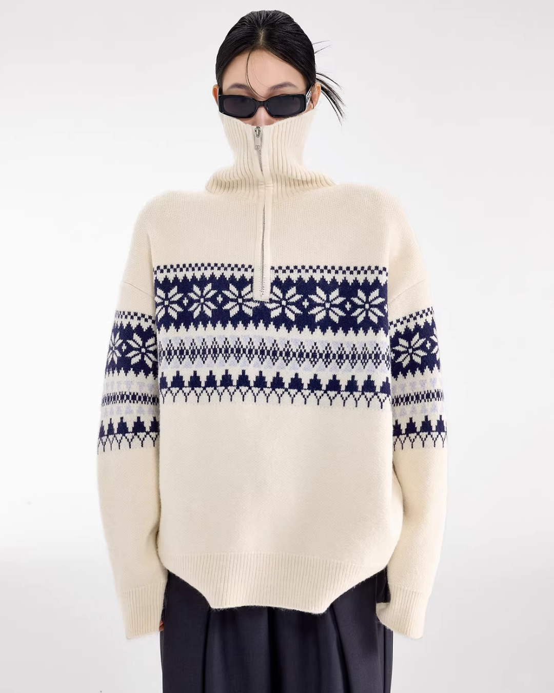Nordic Snowflake Half-Zip Sweater