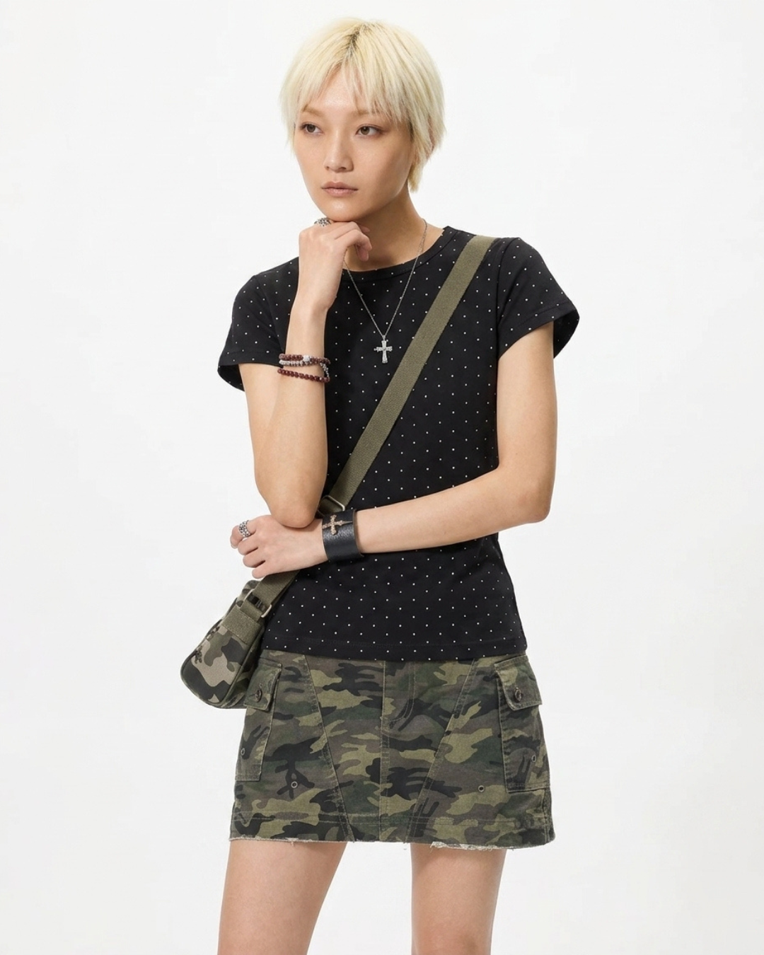 Polka Dot Fitted Short Sleeve Tee