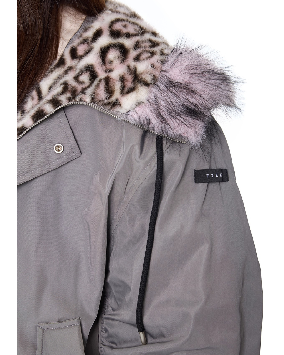 Leopard Fur Trim Hoodie