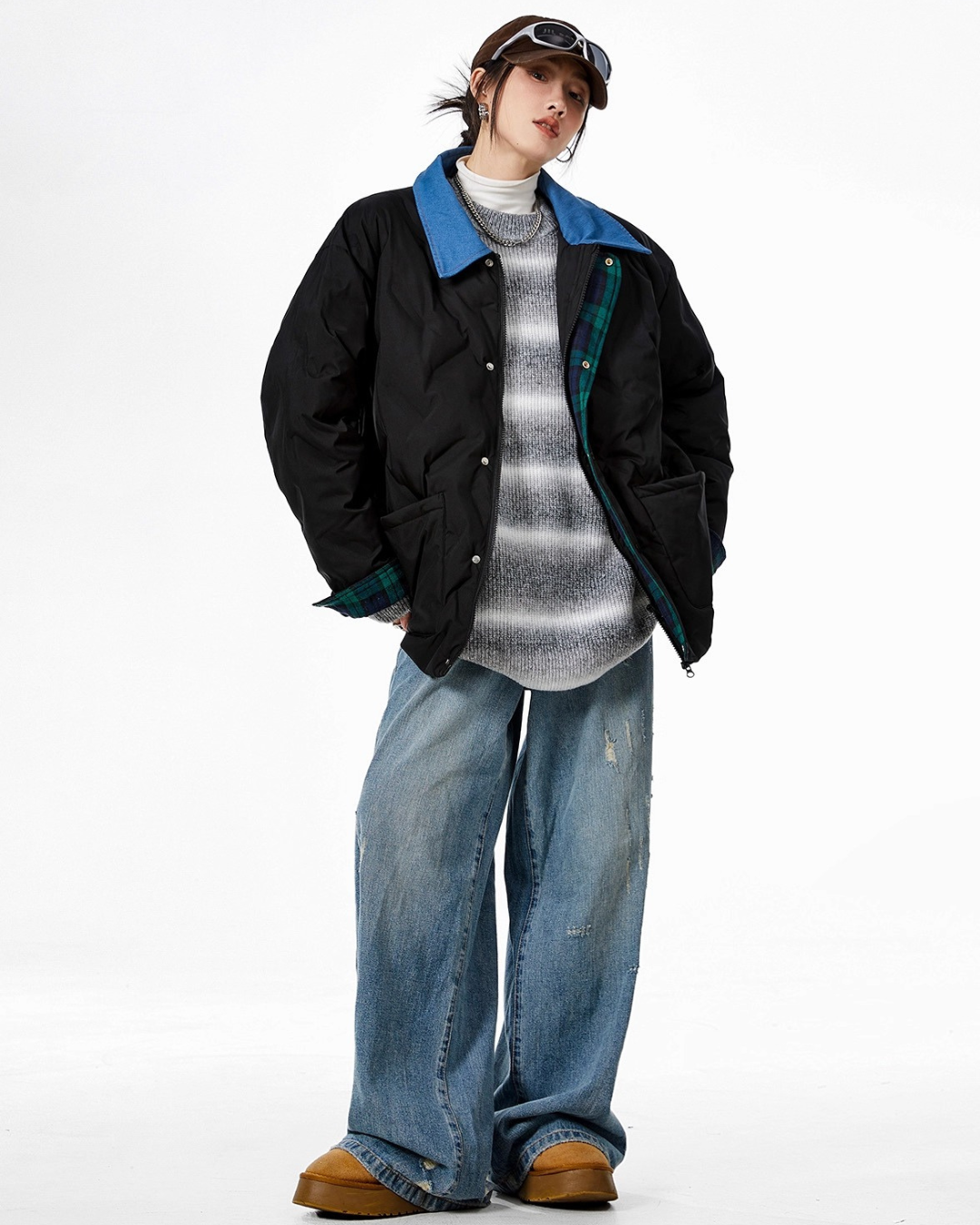 Contrast Collar Padded Jacket