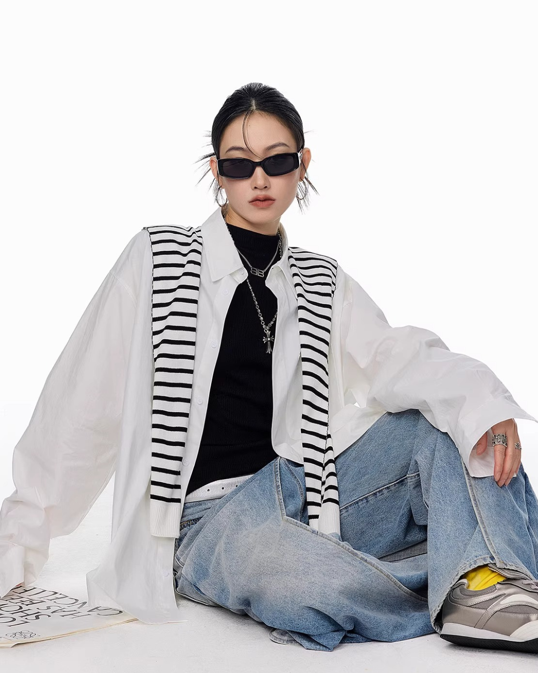 Scarf Set Oversized Shirt