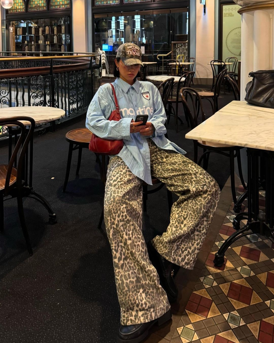 Wide-Fit Leopard Jeans