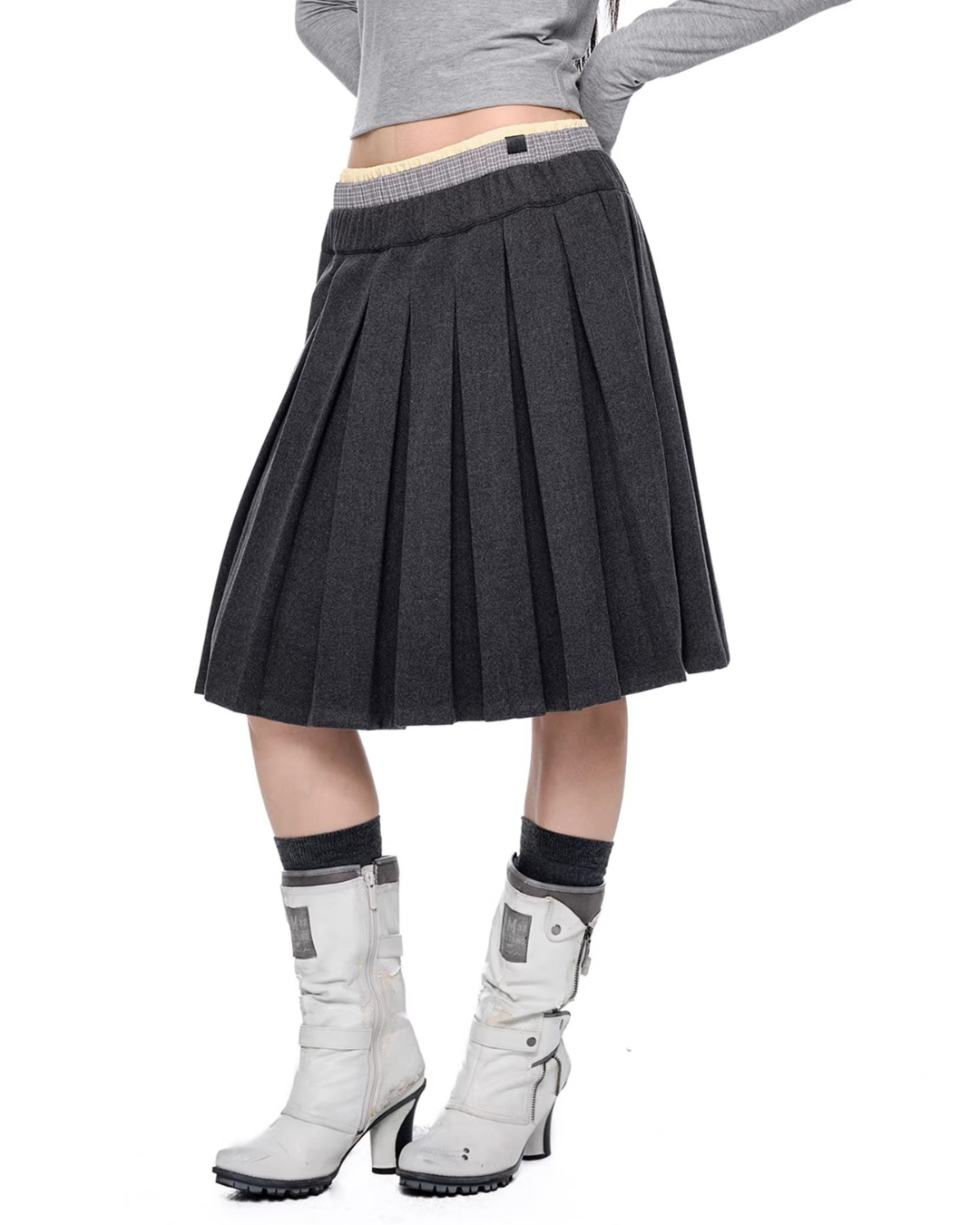 Layered Waist Pleated Skirt