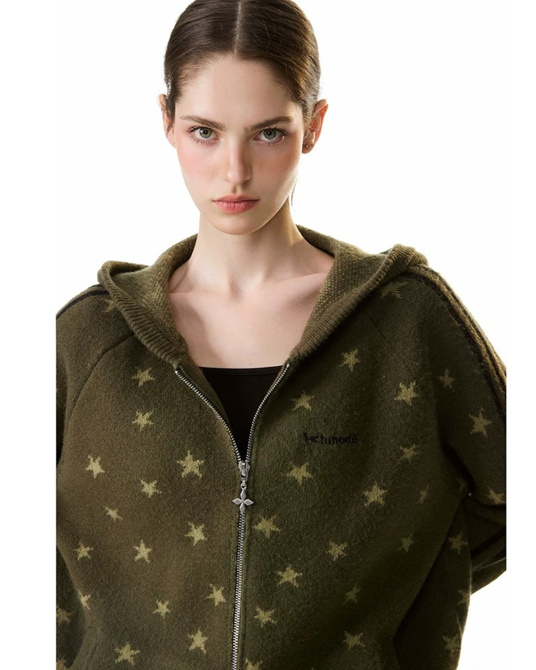 Star Jacquard Zip-Up Hoodie