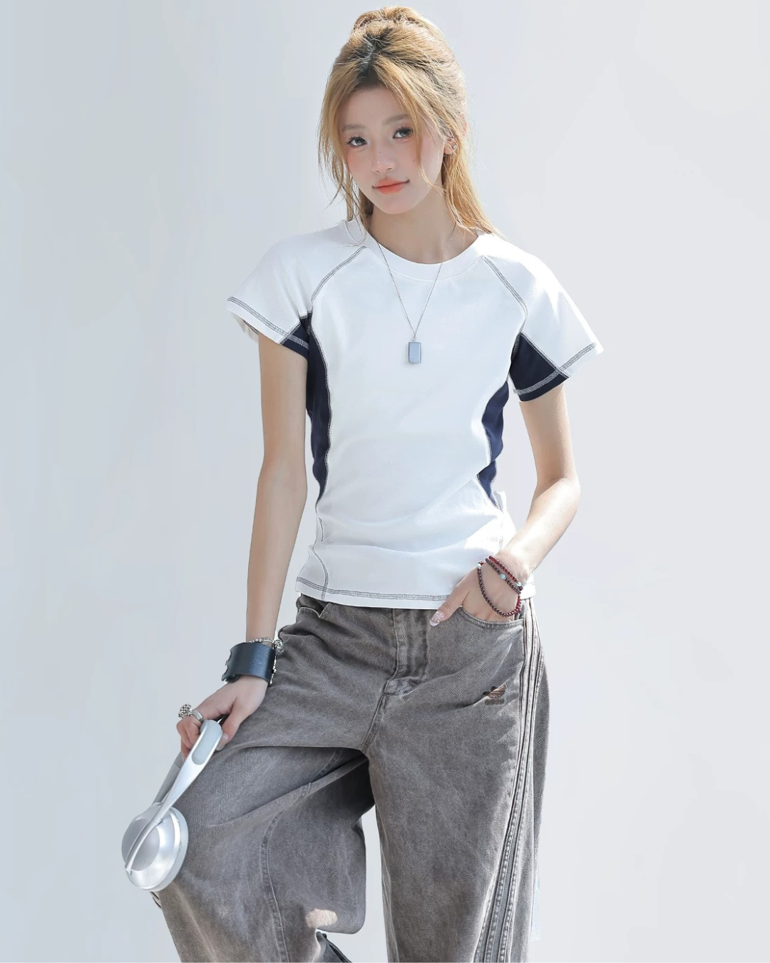 Visible Stitch Detail Baby Tee