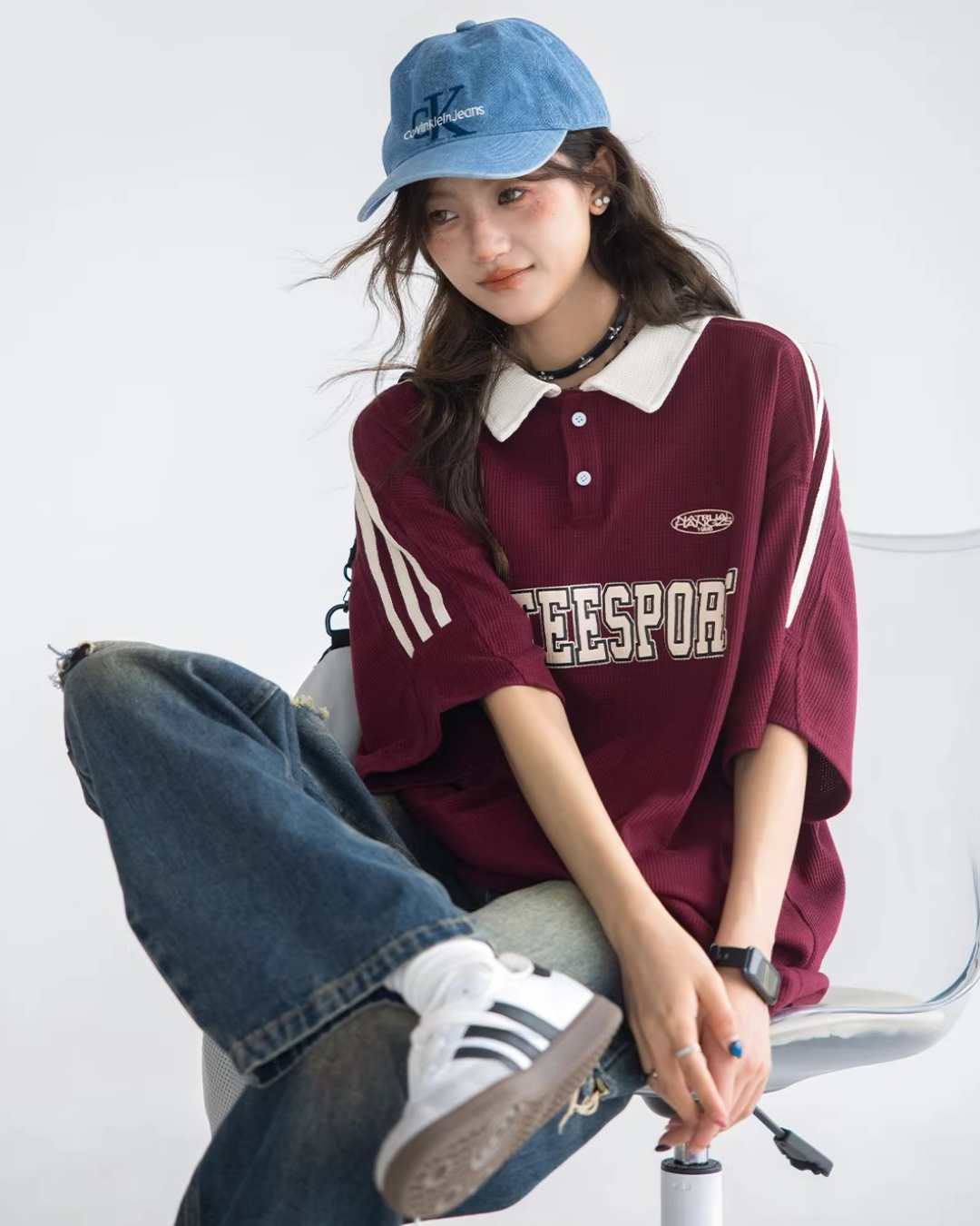 Retro Waffle Stripe Polo