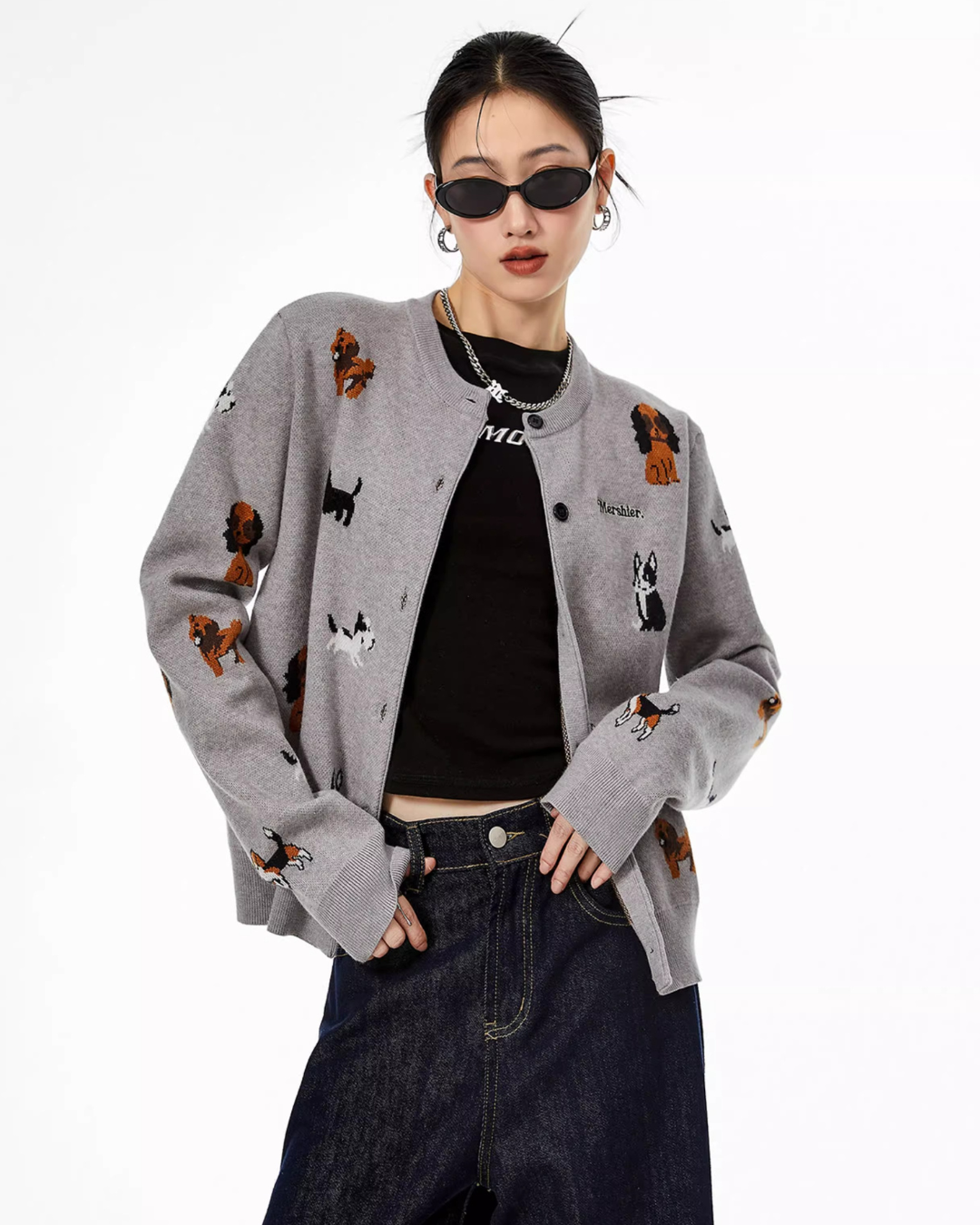 Puppy Graphic Cardigan