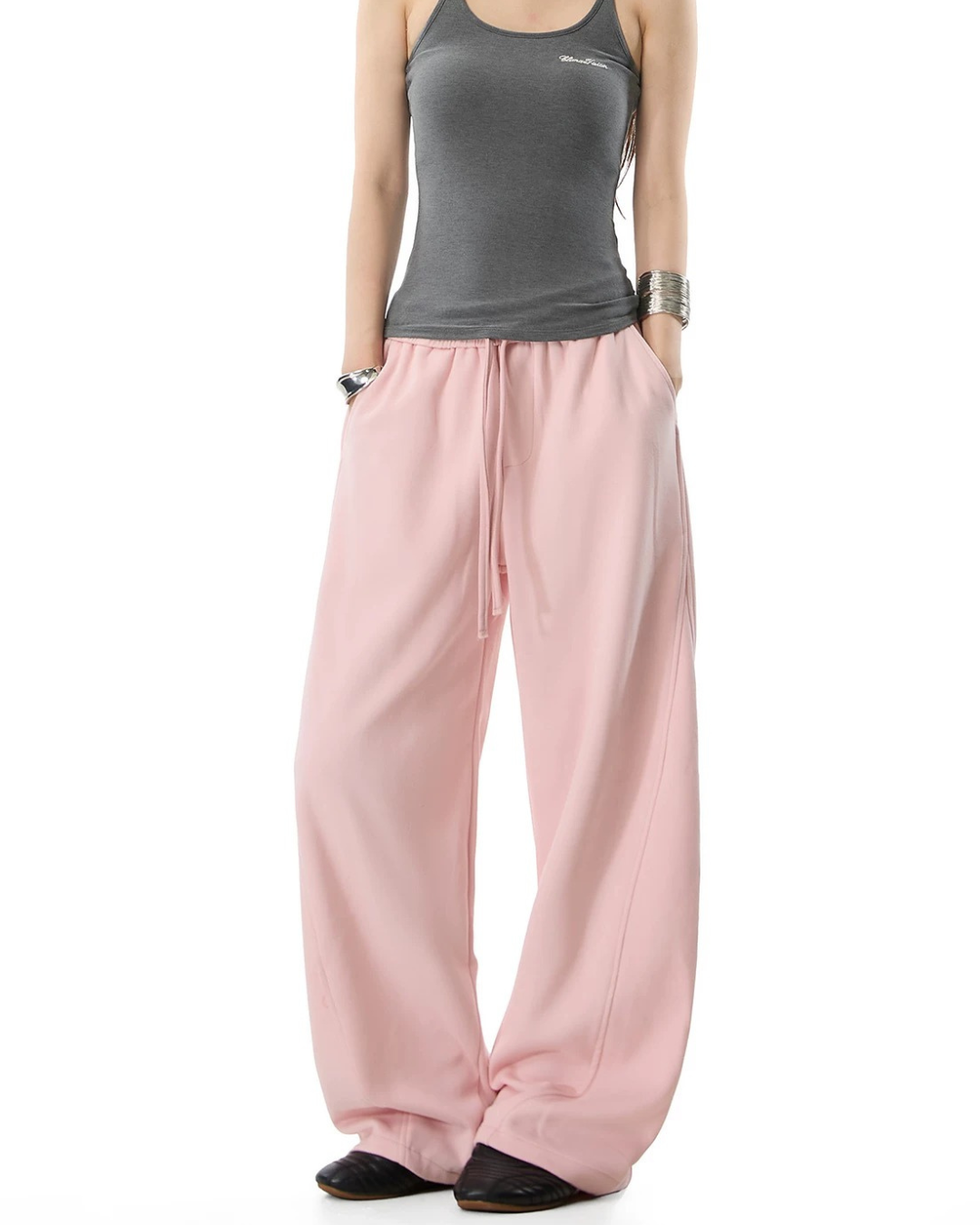 Draped Wide Fit Sweat Trousers