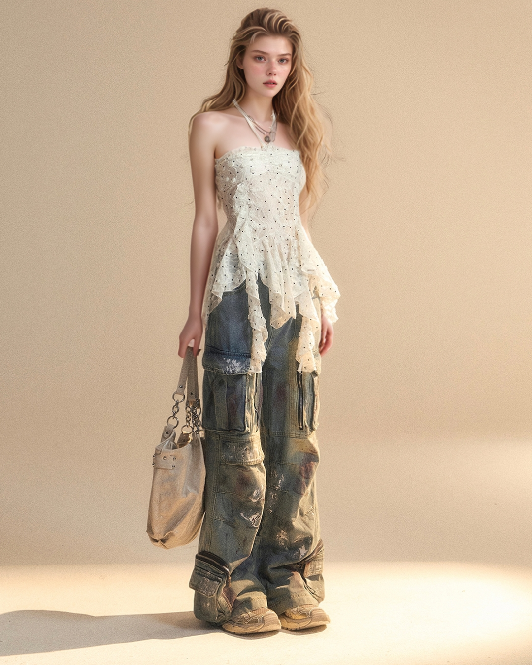 Sheer Lace Dot Bustier