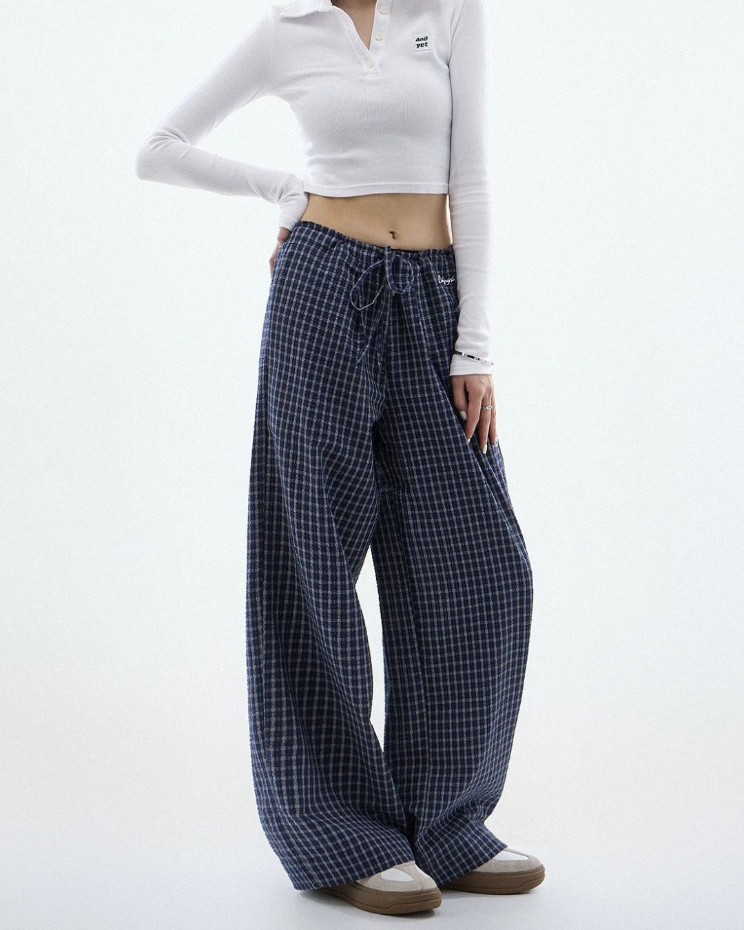 Sheer Textured Balloon Wide Trousers