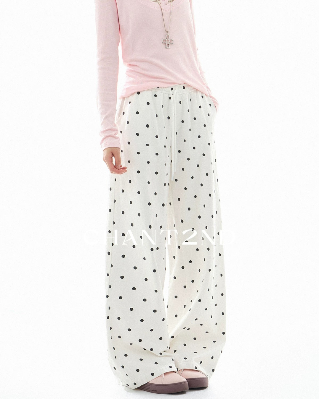 Polka Dot Drawstring Trousers