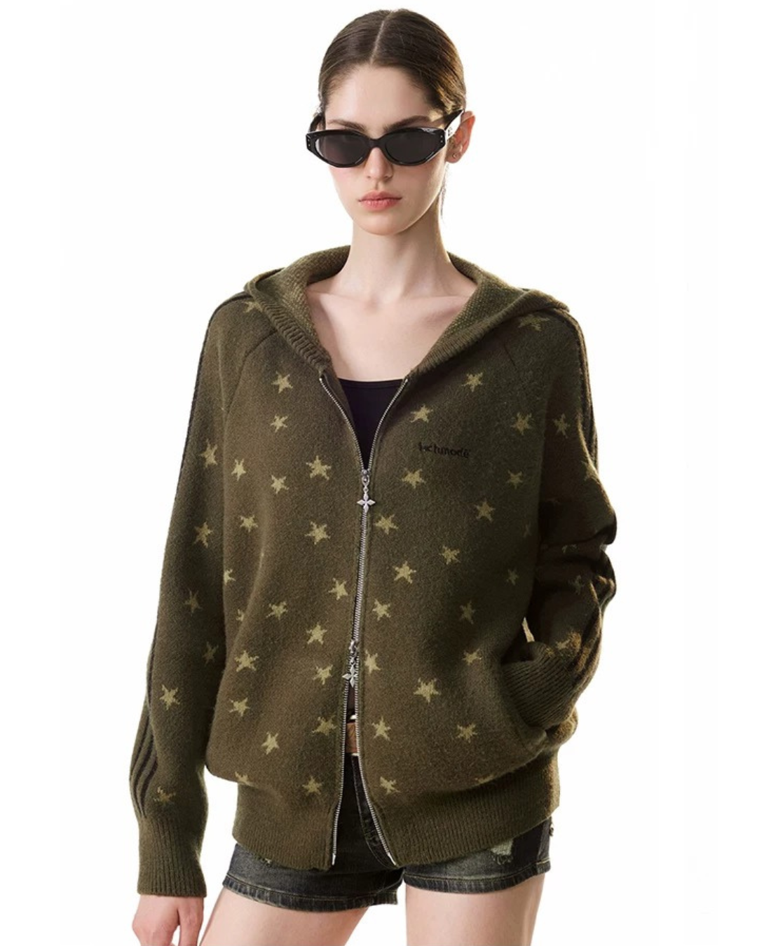 Star Jacquard Zip-Up Hoodie