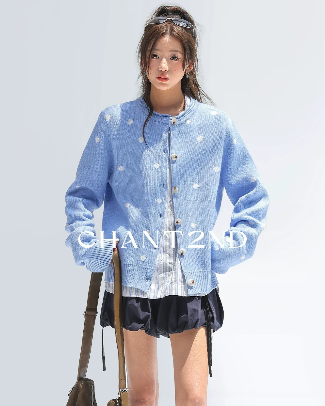 Powder Dot Crew Neck Cardigan