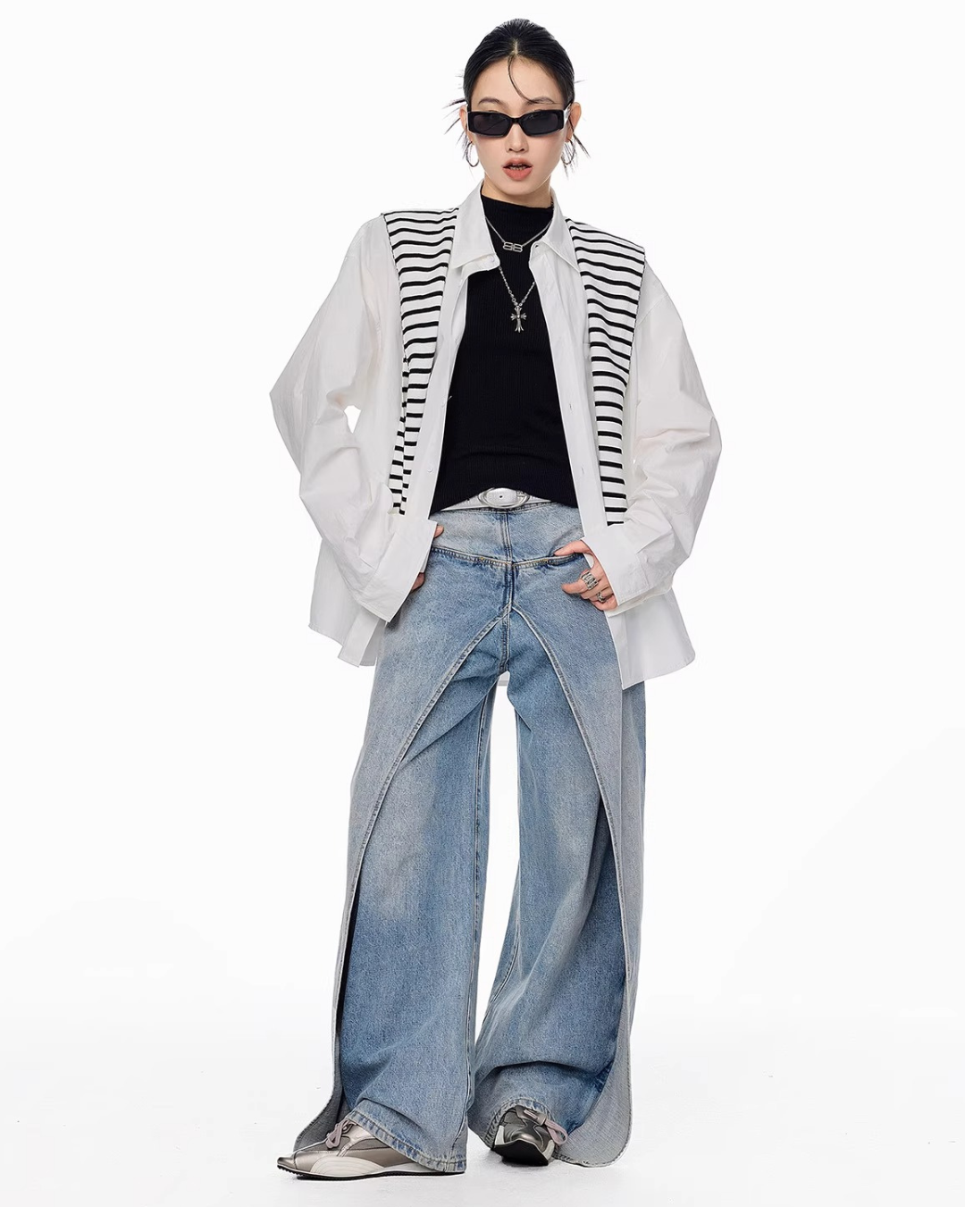 Scarf Set Oversized Shirt