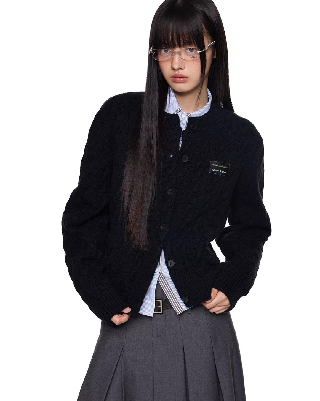 Braided Texture Oversized Knit Cardigan