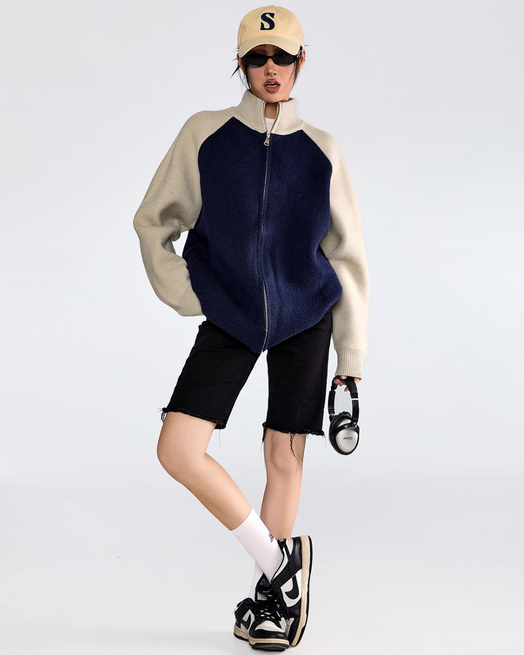 Few Contrast Zip Knit Jacket