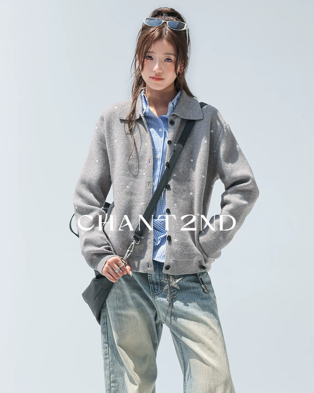 Heather Grey Dot Knit Shirt Jacket