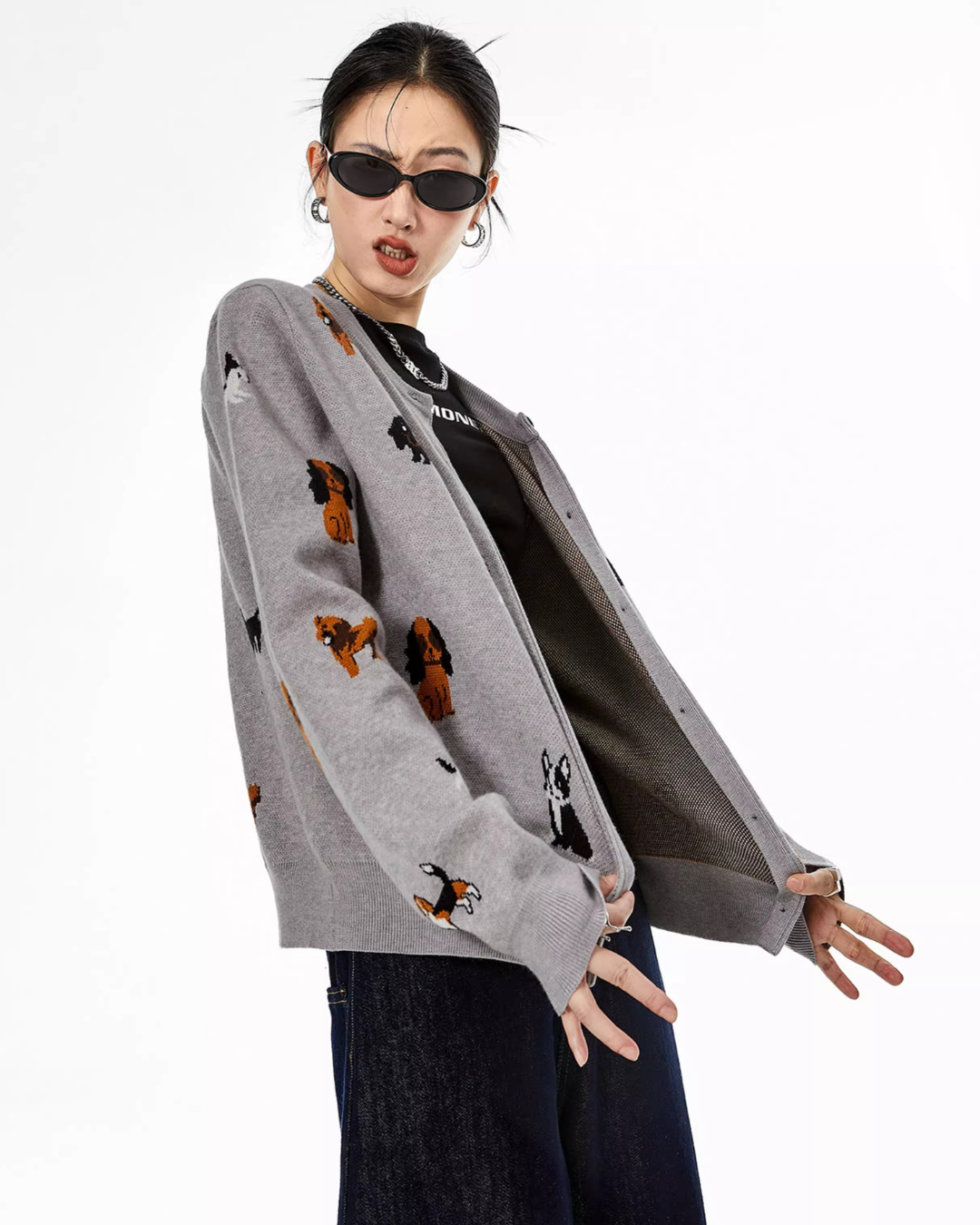 Puppy Graphic Cardigan