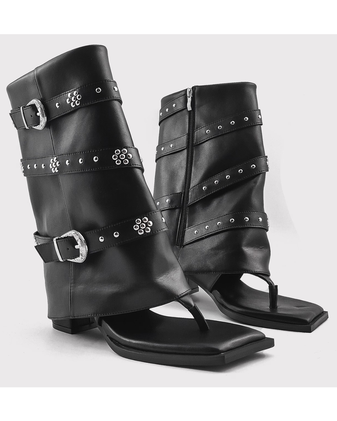 Thong Faux Leather Boots