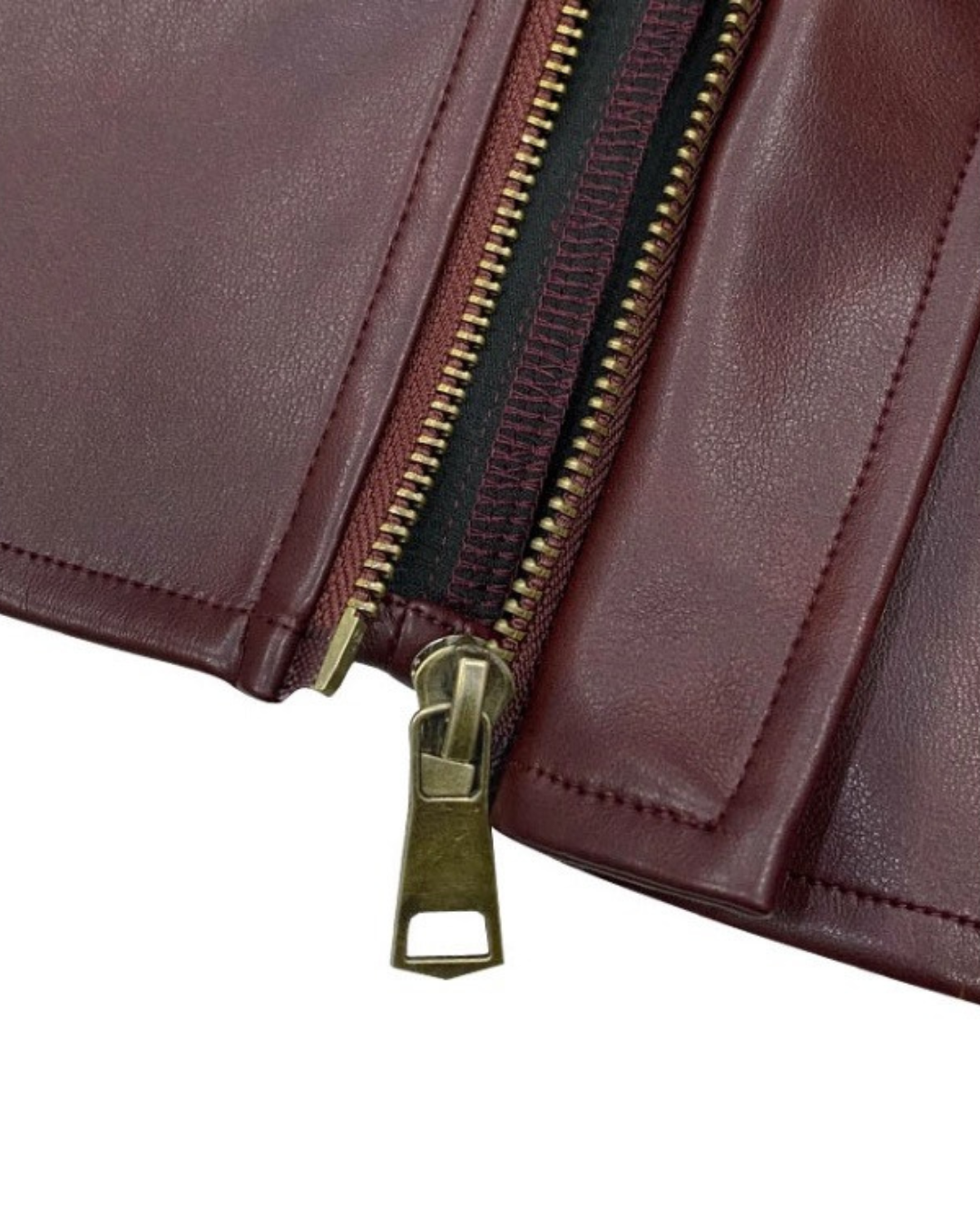 Burgundy Leather Zip Jacket