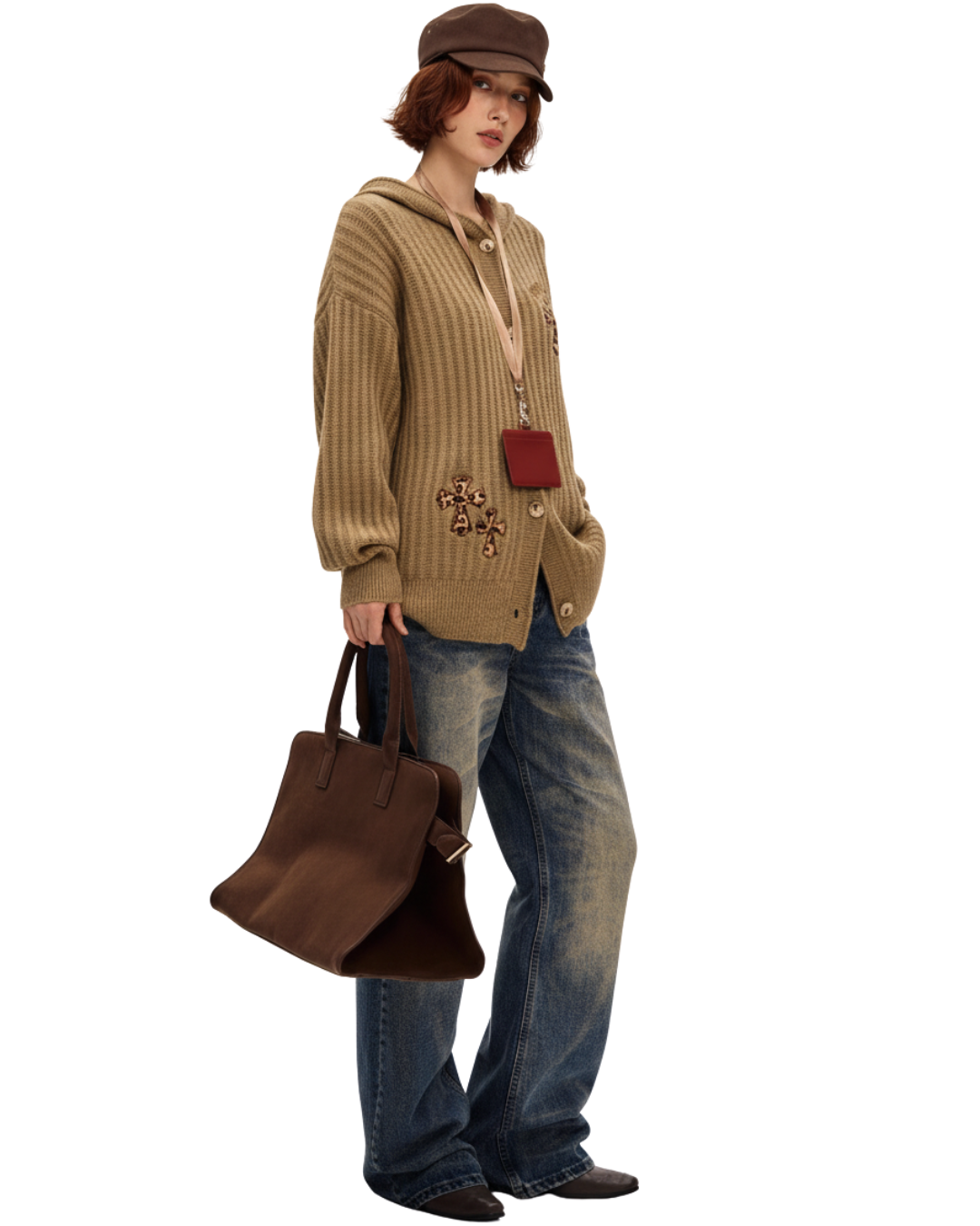 Leopard Cross Hooded Cardigan