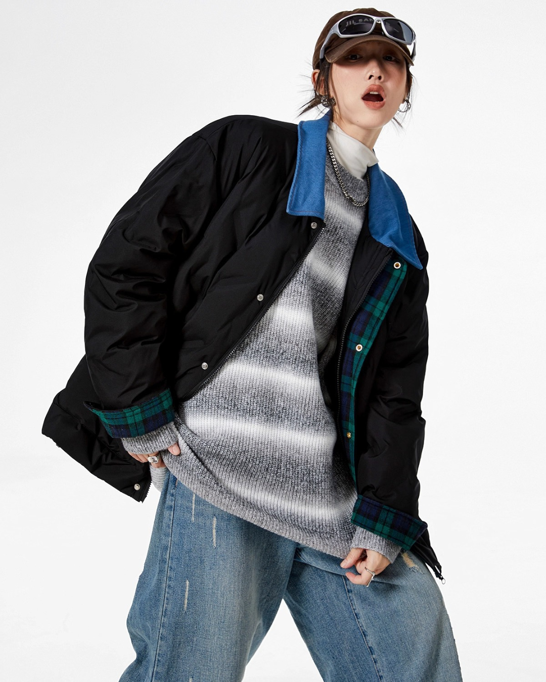 Contrast Collar Padded Jacket